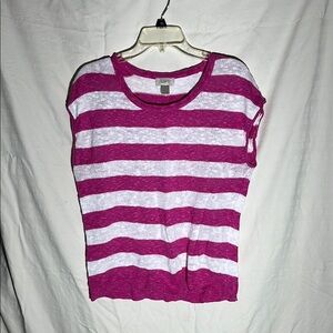 Loft Pink and White Striped Women's Top